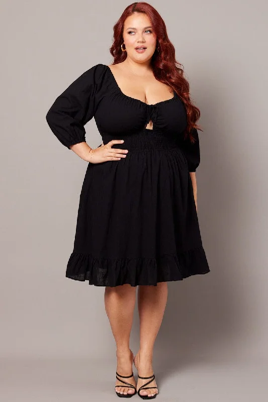 Black Peephole Minidress