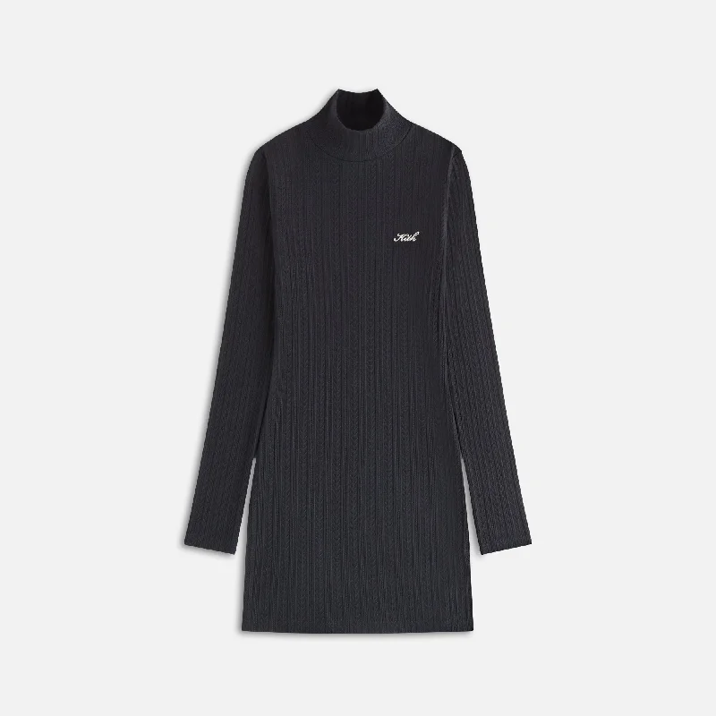 Kith Women Brier Pointelle Turtleneck Mini Dress - Black