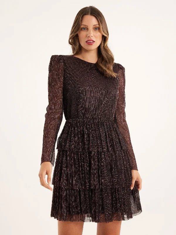 Glitter Party Mini Dress - Dark Berry