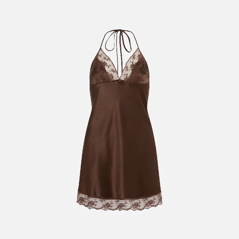 SIR Aries Halter Mini Dress - Chocolate