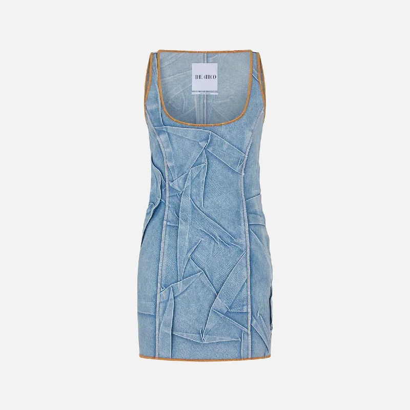 The Attico Mini Abito Dress - Light Blue Denim