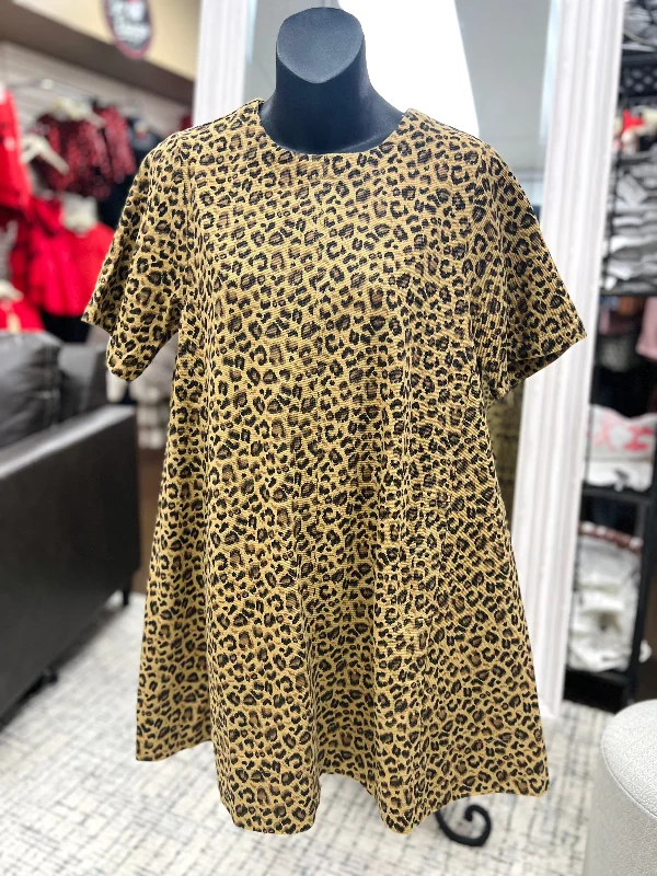 Leopard Print Short Sleeve Mini Dress