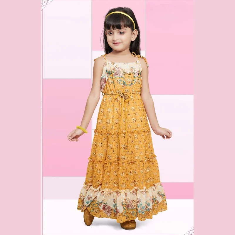 Mustard Flared Midi for Girls