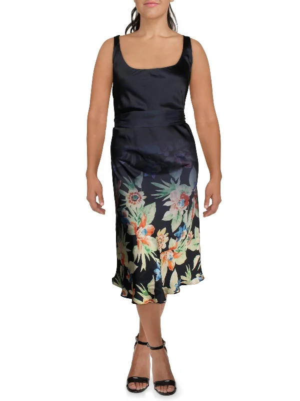 Womens Floral Long Midi Dress