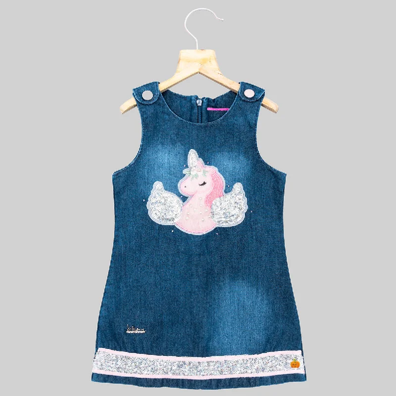 Blue Unicorn Denim Midi for Girls