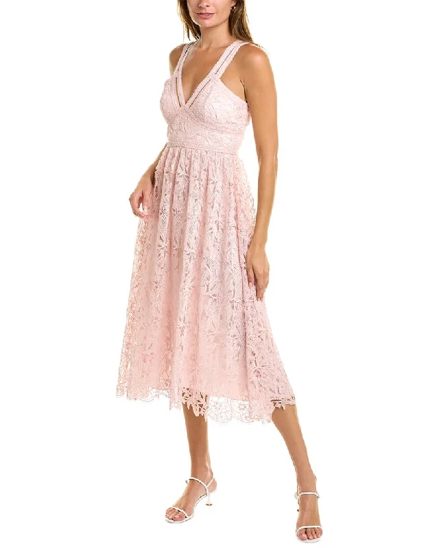 ML Monique Lhuillier Lace Midi Dress