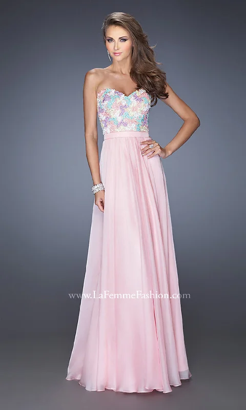 La Femme Strapless Long A-Line Formal Dress