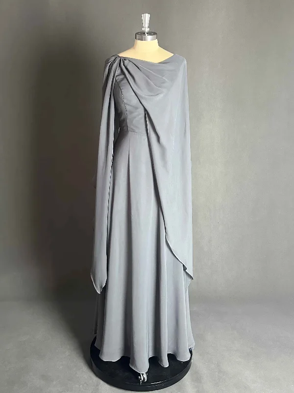 Amiyah Graceful Long Chiffon Mother of The Bride Dresses with Cape