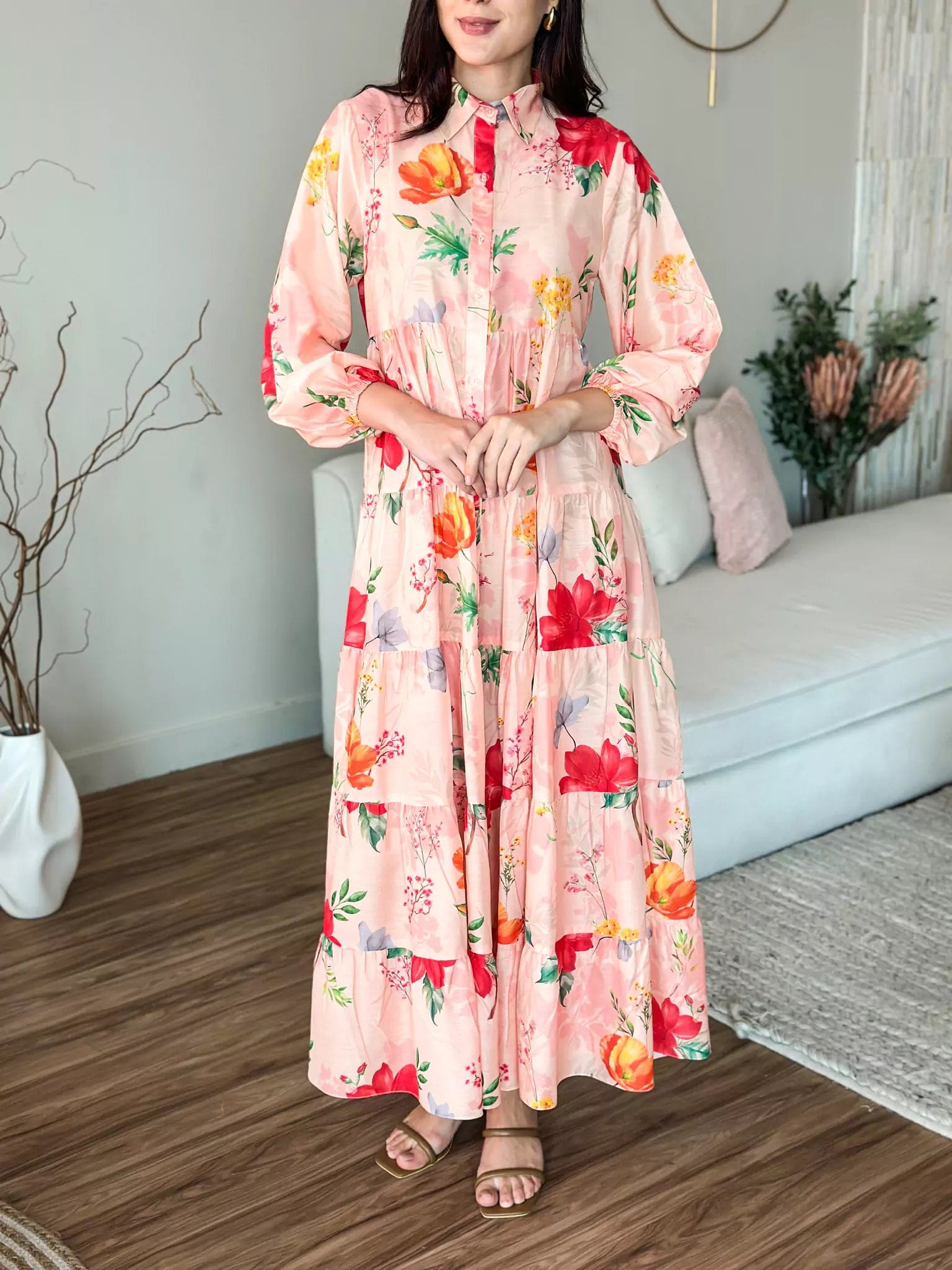 Daphne Floral Long Button Down Dress