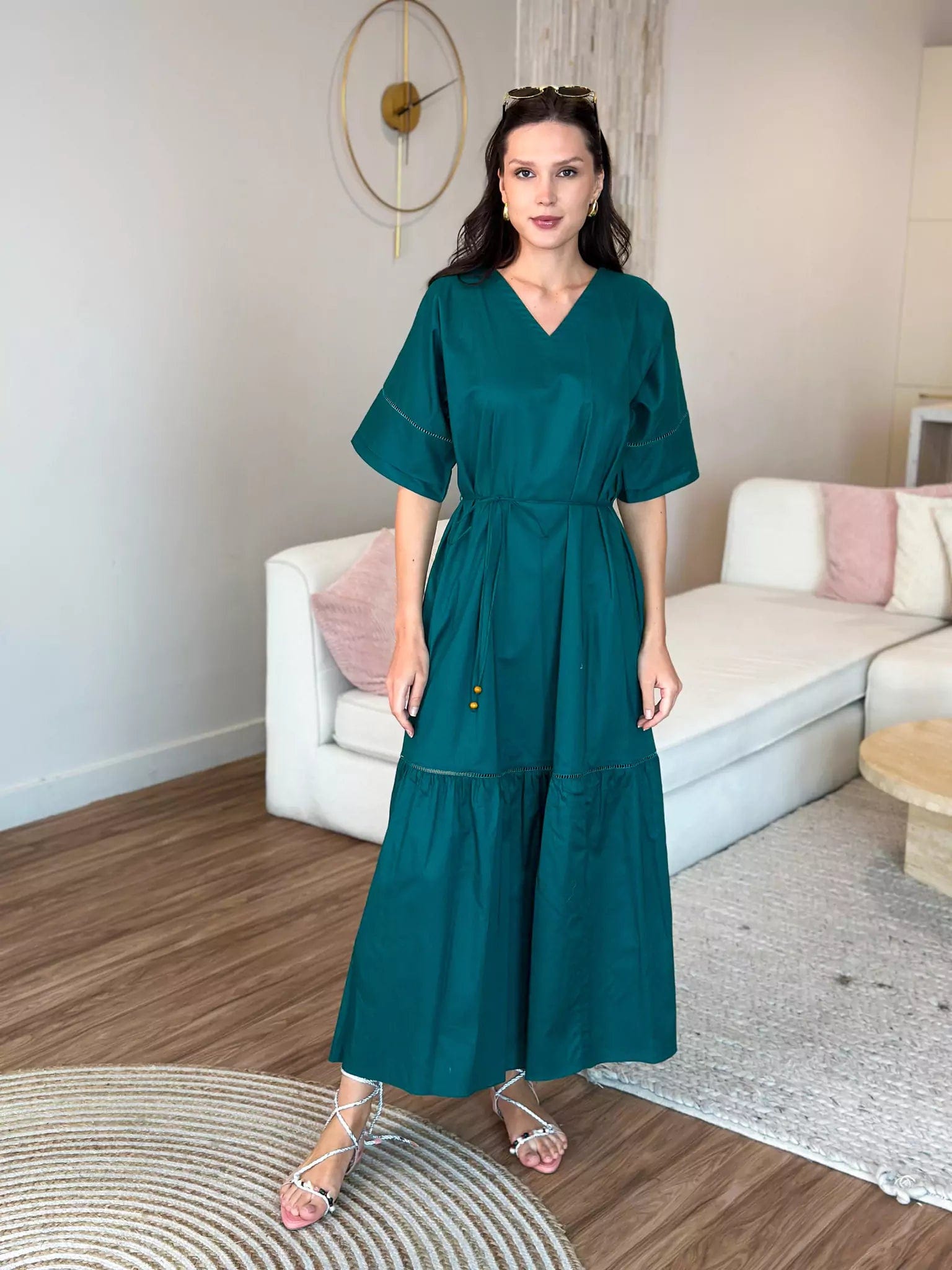 Okra Cotton Long Dress