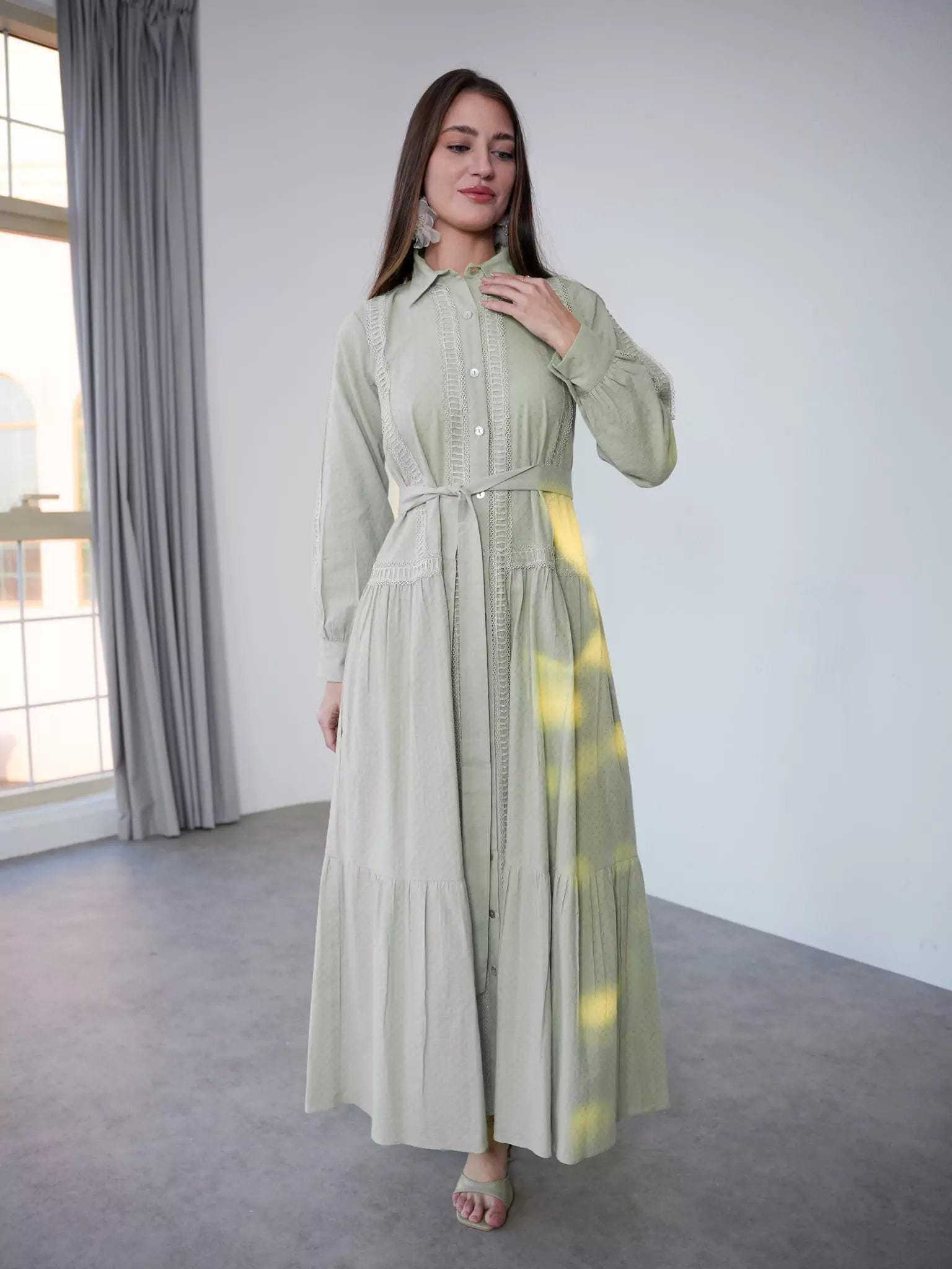 Viola Pastel Green Long Dress