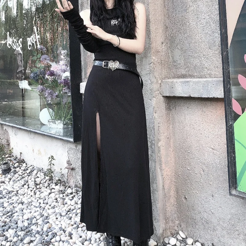 Women's Punk Irregular Slit Long Dress