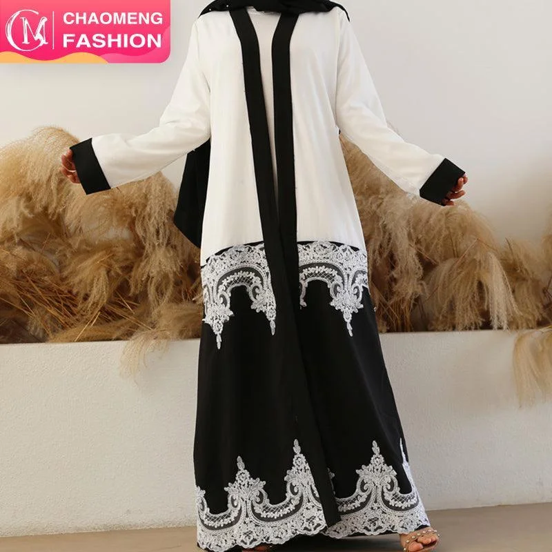 1566# Open lace abaya  muslim long dress