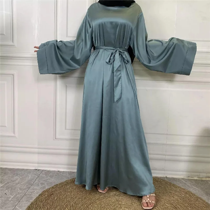 6622# 10 Colors Abaya Muslim Dresses Long Flare Sleeve EID Ramadan