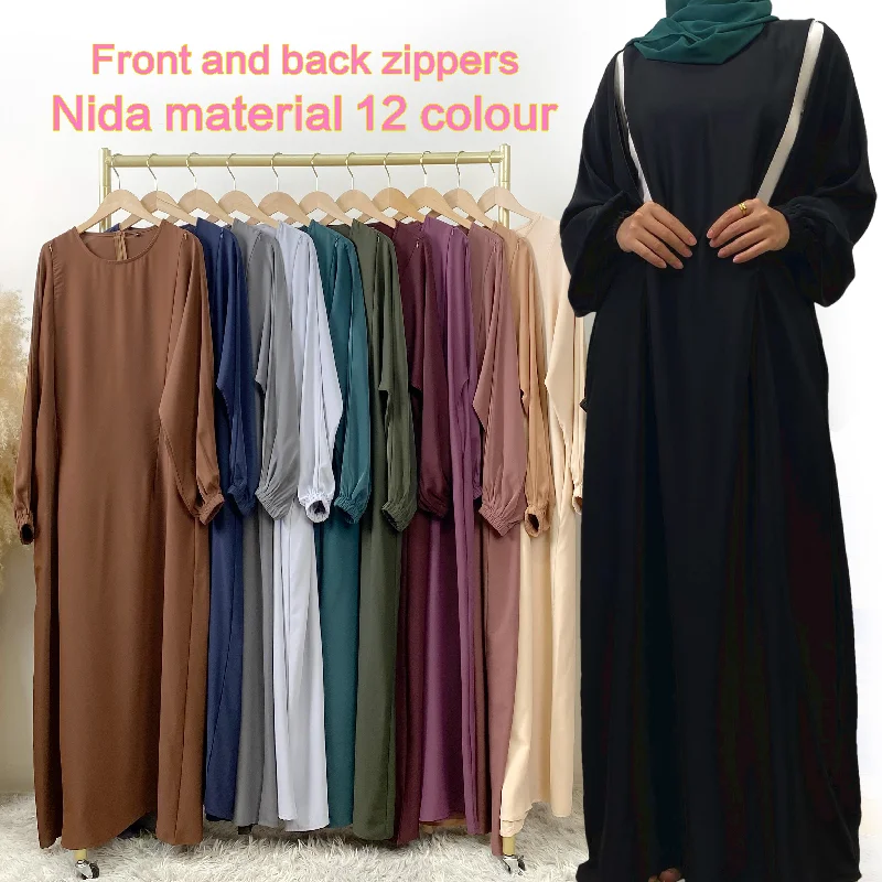 6822# Latest Women Design Popular Soft Nida Convenience 2 Front Zippers Breastfeeding Clothes Simplicity Loose Long Dress