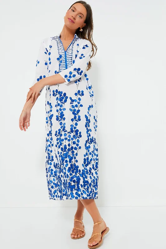 Exclusive Leaf Blue Clorinda Long Kaftan