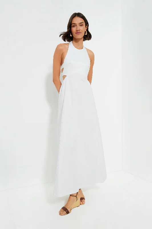 Off White Solid Long Dress