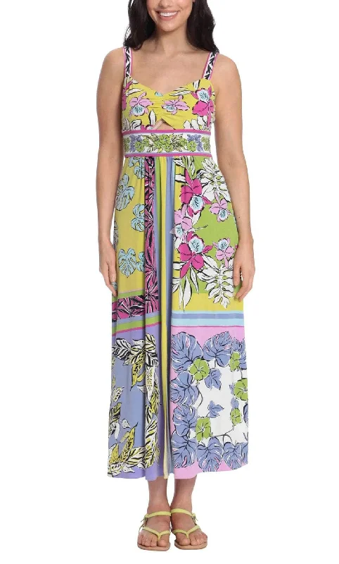 London Times T6208M - Floral Sleeveless Long Dress