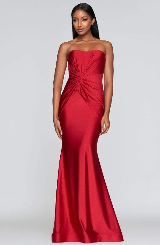 Faviana - Long Stretch Charmeuse Dress S10381 - 1 pc Ruby In Size 2 Available