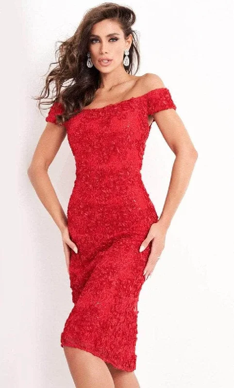 Jovani - Straight Across Lace Cocktail Dress 04763SC