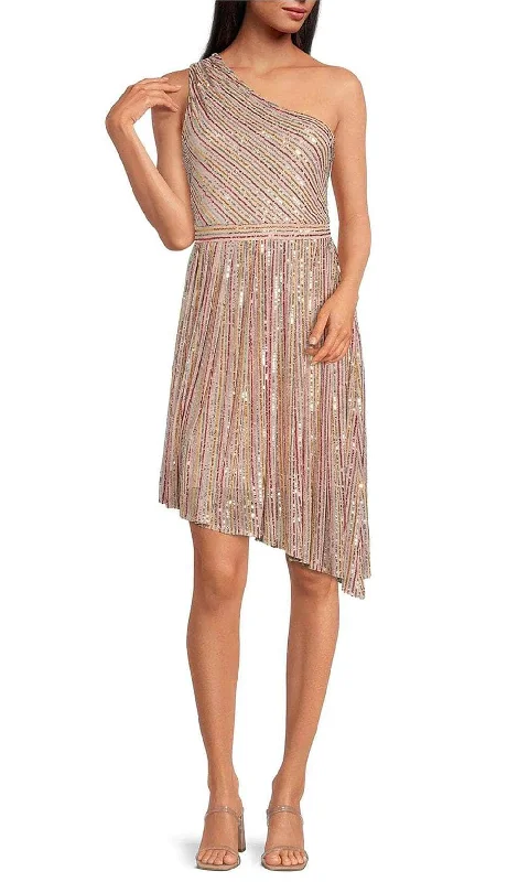 Laundry HV03D59 - Striped Sequin Cocktail Dress