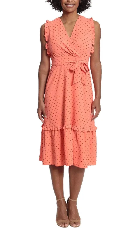 London Times T6128M - Wrap Dot Print Short Dress