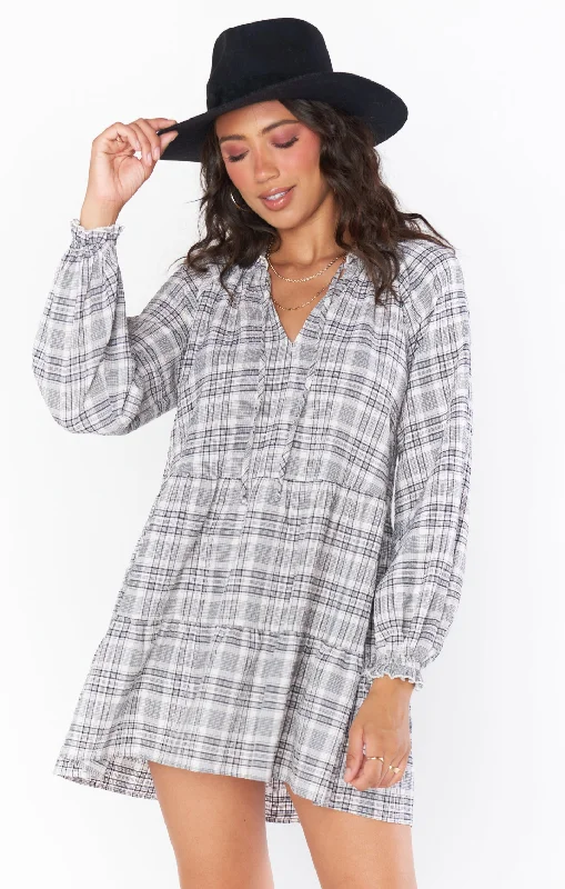 Birdie Mini Dress ~ Windowpane Plaid